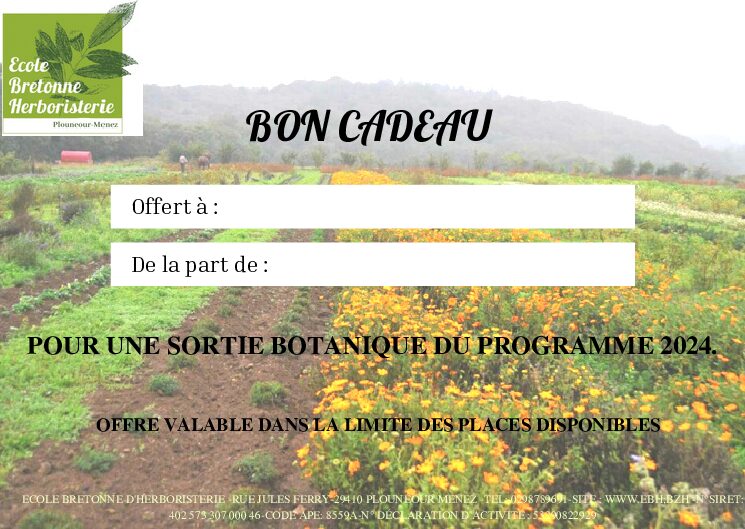 bon cadeau sortie botanique